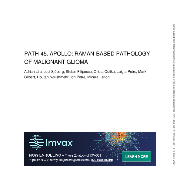 (PDF) PATH-45. Apollo: Raman-Based Pathology of Malignant Glioma