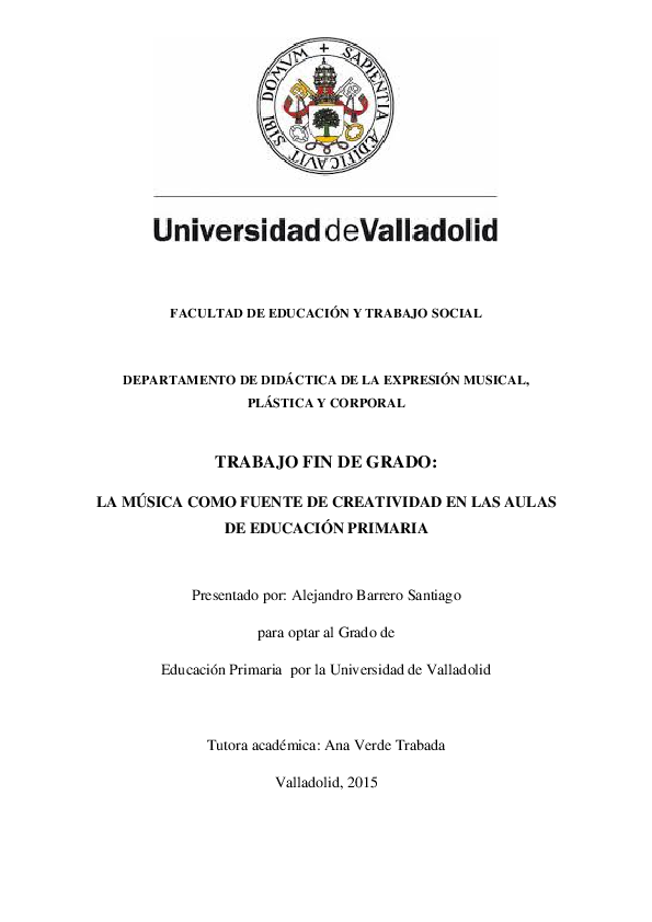 La música como fuente de creatividad en las aulas de Educación Primaria