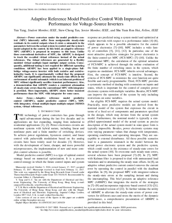 (PDF) Adaptive Reference Model Predictive Control With Improved ...