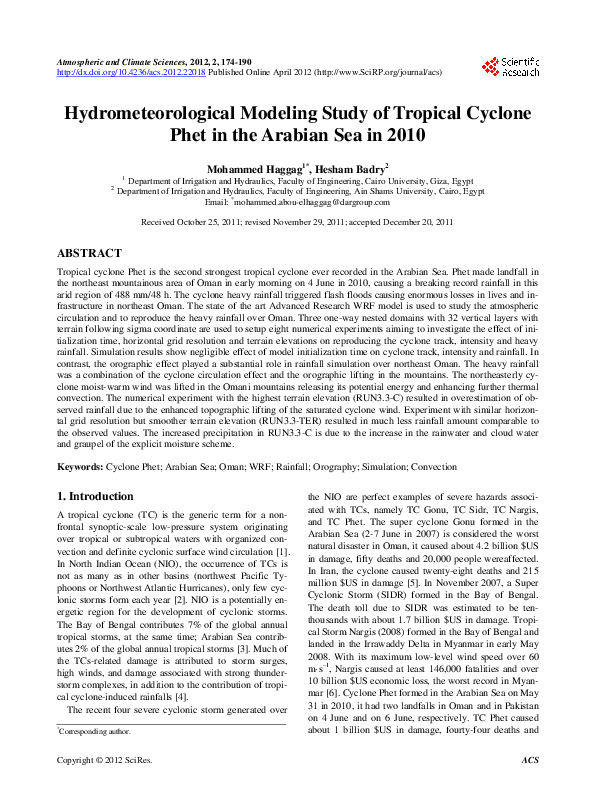 (PDF) Hydrometeorological Modeling Study of Tropical Cyclone Phet in ...