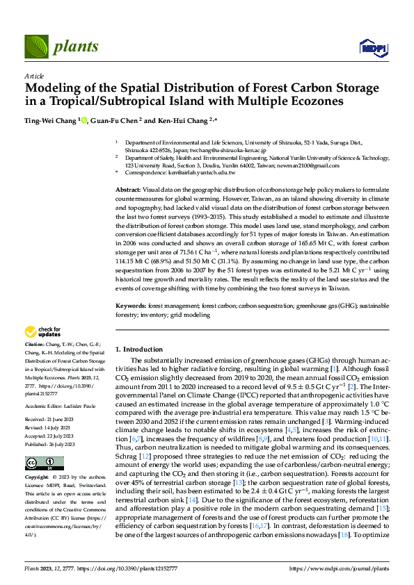 (PDF) Modeling of the Spatial Distribution of Forest Carbon Storage in ...