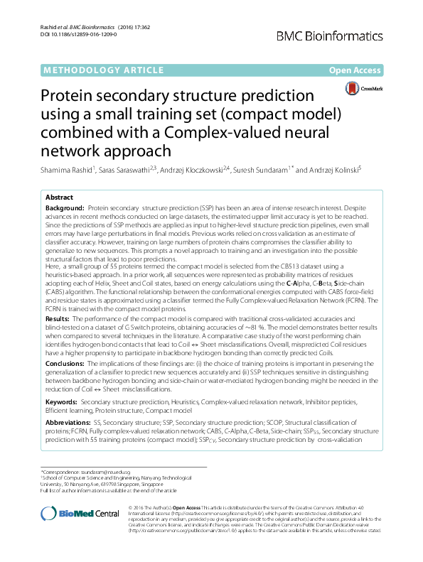 (PDF) Protein secondary structure prediction using a small training set ...