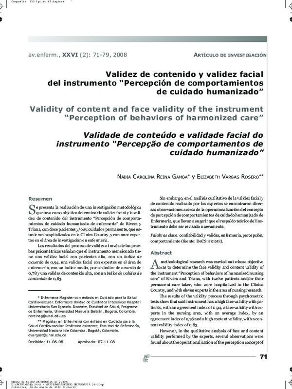(PDF) Validity of content and face validity of the instrument ...