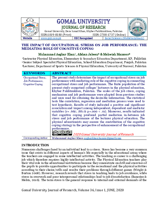 (PDF) The Impact of Occupational Stress on Job Performance: The ...