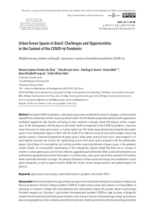 (PDF) Urban Green Spaces in Brazil: challenges and opportunities in the ...