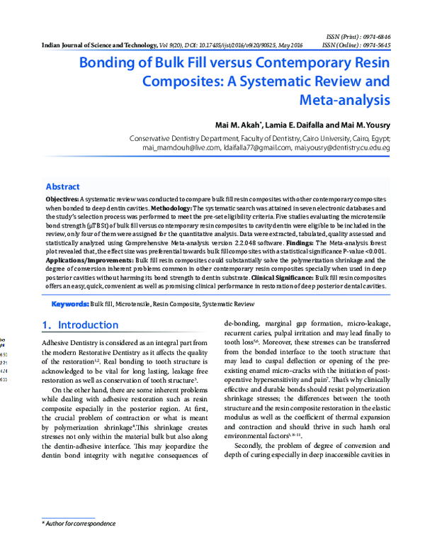 (PDF) Bonding of Bulk Fill versus Contemporary Resin Composites: A ...