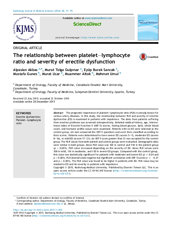 (PDF) The relationship between platelet–lymphocyte ratio and severity ...