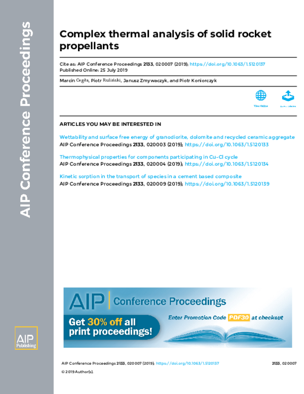 (PDF) Complex thermal analysis of solid rocket propellants