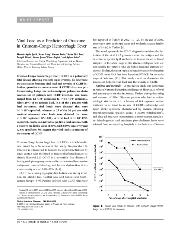 (PDF) Viral Load as a Predictor of Outcome in Crimean-Congo Hemorrhagic ...