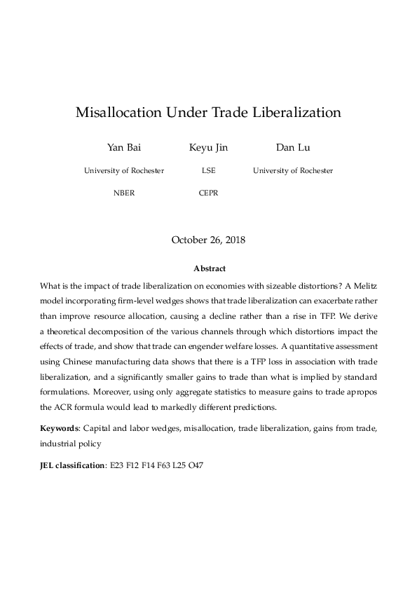 (PDF) Misallocation Under Trade Liberalization