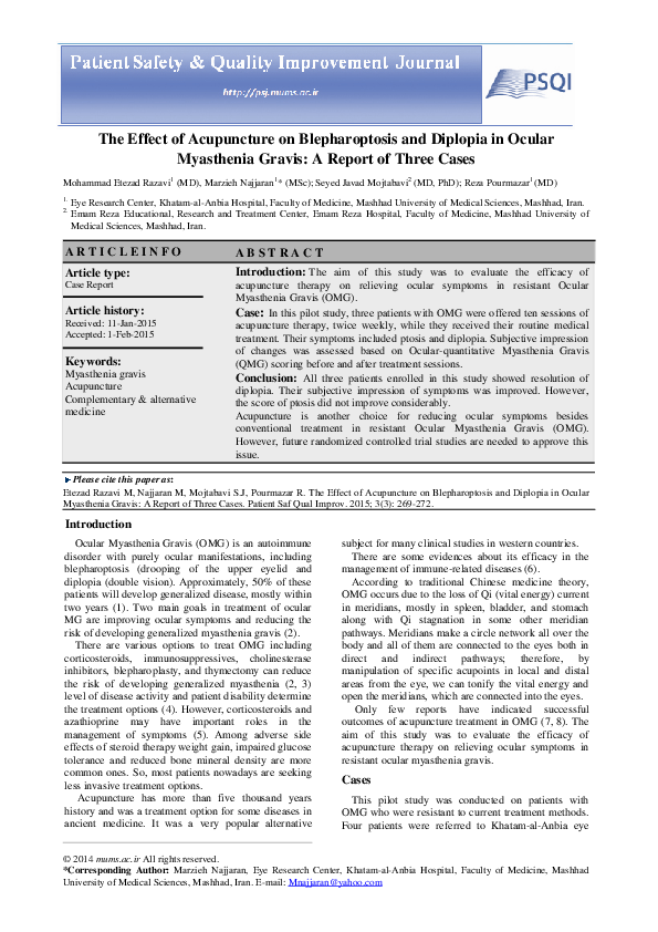 (PDF) The Effect of Acupuncture on Blepharoptosis and Diplopia in ...