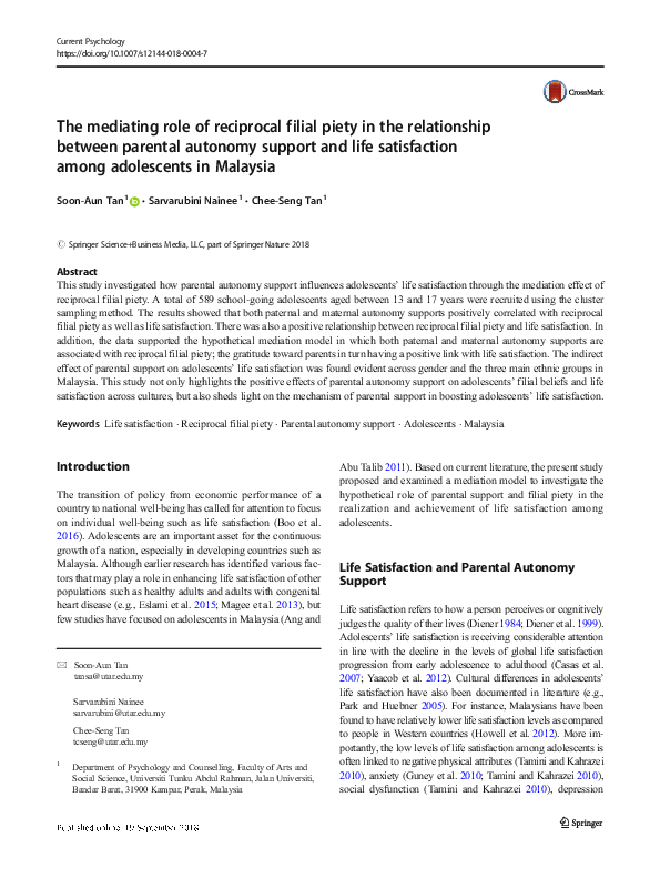 (PDF) The mediating role of reciprocal filial piety in the relationship ...