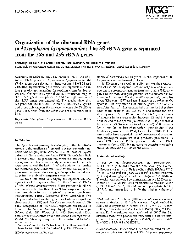 (PDF) Organization of the ribosomal RNA genes in Mycoplasma ...