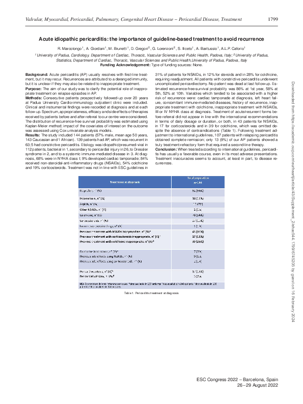 (PDF) Acute idiopathic pericarditis: the importance of guideline-based ...