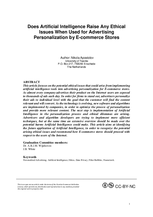 (PDF) Does Artificial Intelligence Raise Any Ethical Issues When Used ...