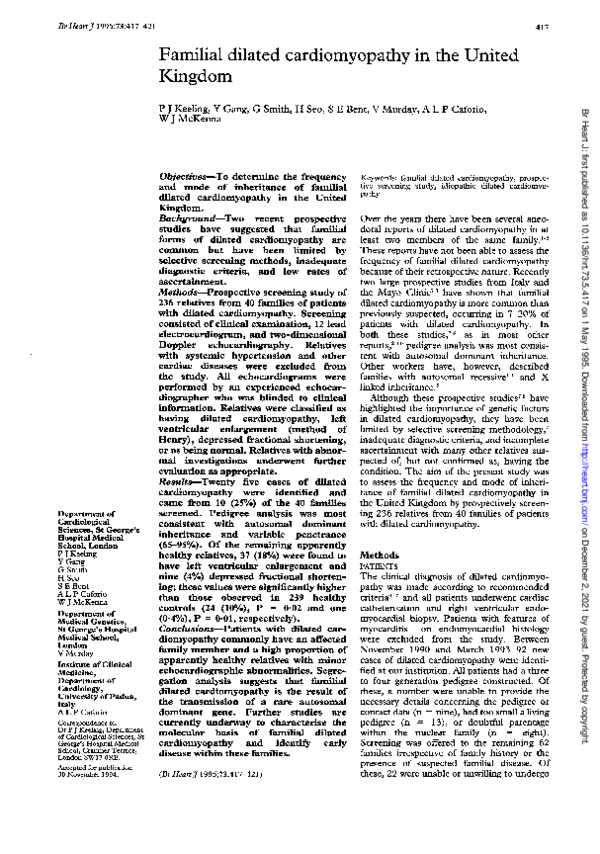 (PDF) Familial dilated cardiomyopathy in the United Kingdom