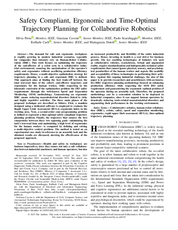(PDF) Safety Compliant, Ergonomic and Time-Optimal Trajectory Planning ...