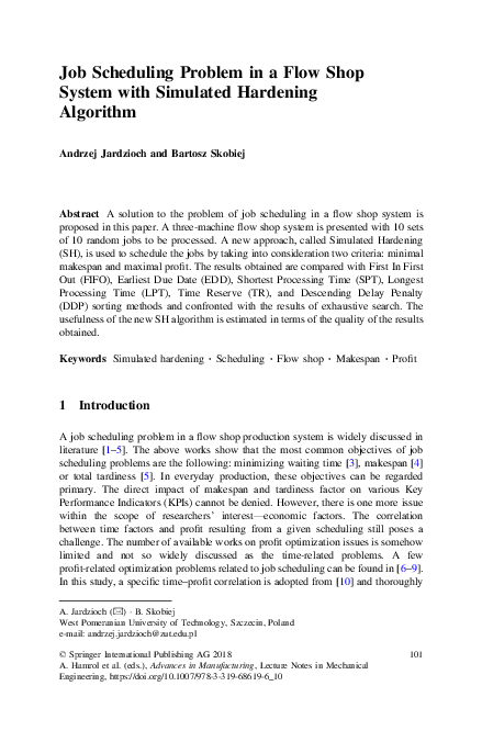 (PDF) Job Scheduling Problem in a Flow Shop System with Simulated ...