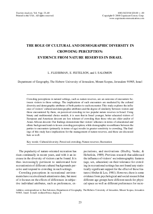 (PDF) The Role of Cultural and Demographic Diversity in Crowding ...