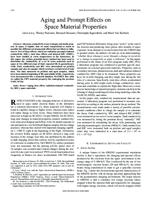 (PDF) Aging and Prompt Effects on Space Material Properties