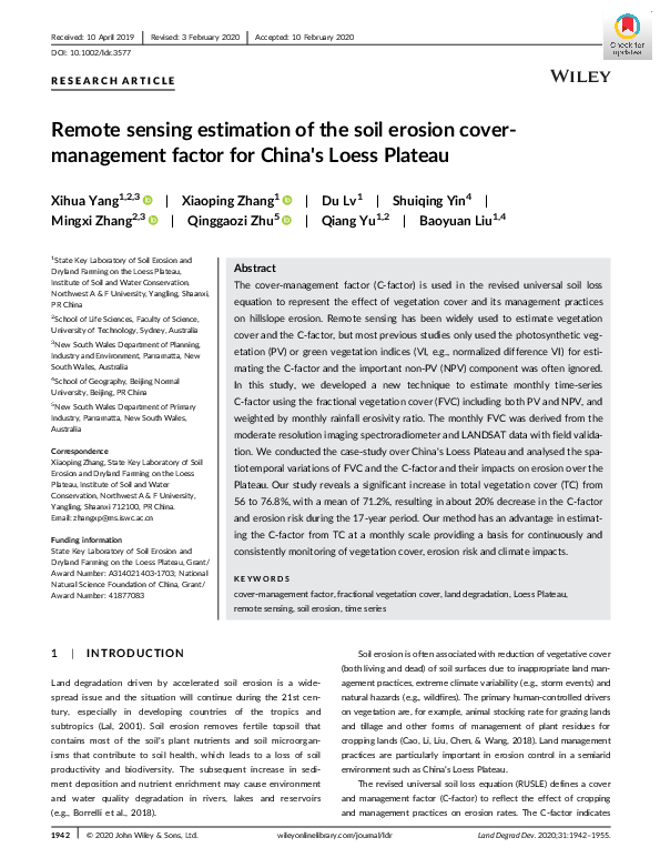 (PDF) Remote sensing estimation of the soil erosion cover‐management ...