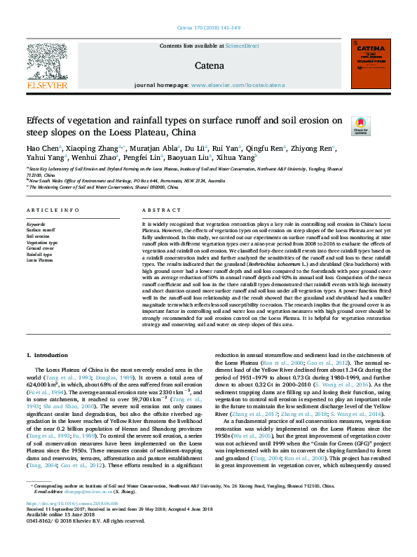 (PDF) Effects of vegetation and rainfall types on surface runoff and ...