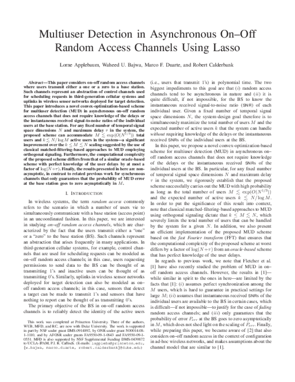 (PDF) Multiuser detection in asynchronous on-off random access channels ...