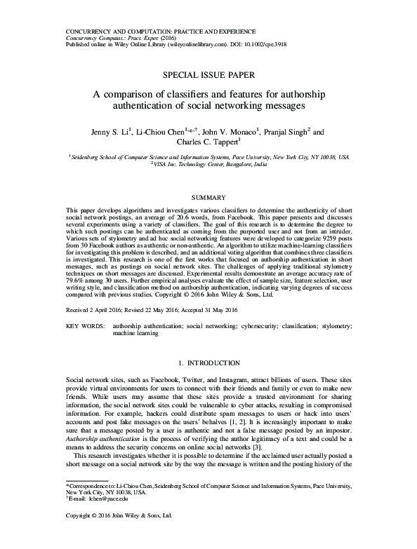 (PDF) A comparison of classifiers and features for authorship ...