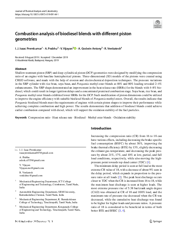 (PDF) Combustion analysis of biodiesel blends with different piston ...