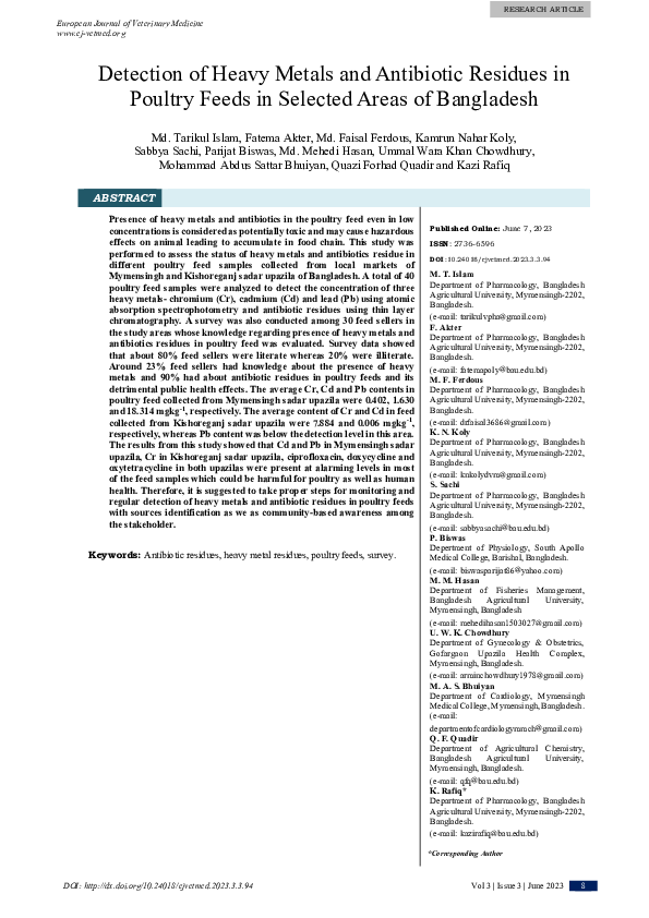 (PDF) Detection of Heavy Metals and Antibiotic Residues in Poultry ...