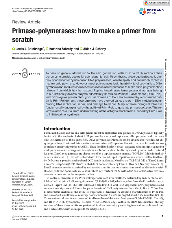 (PDF) Primase-polymerases: how to make a primer from scratch