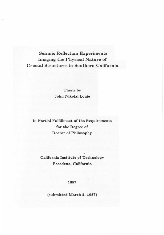 (PDF) Seismic Reflection Experiments Imaging the Physical Nature of ...