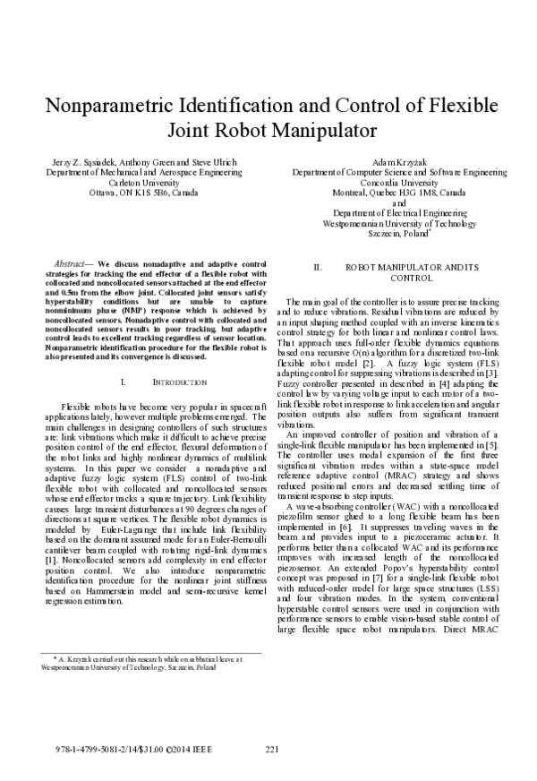 (PDF) Nonparametric identification and control of flexible joint robot ...