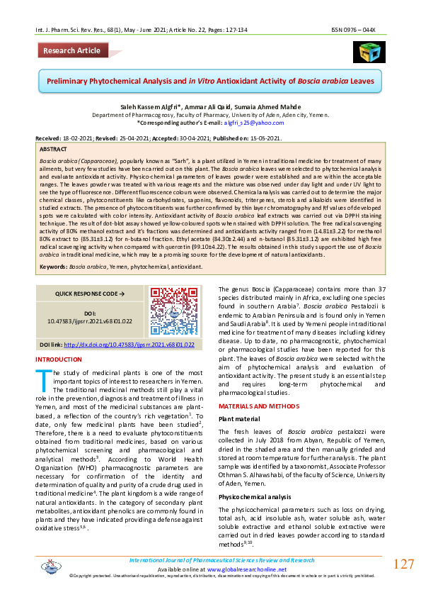 (PDF) Preliminary Phytochemical Analysis and in Vitro Antioxidant ...