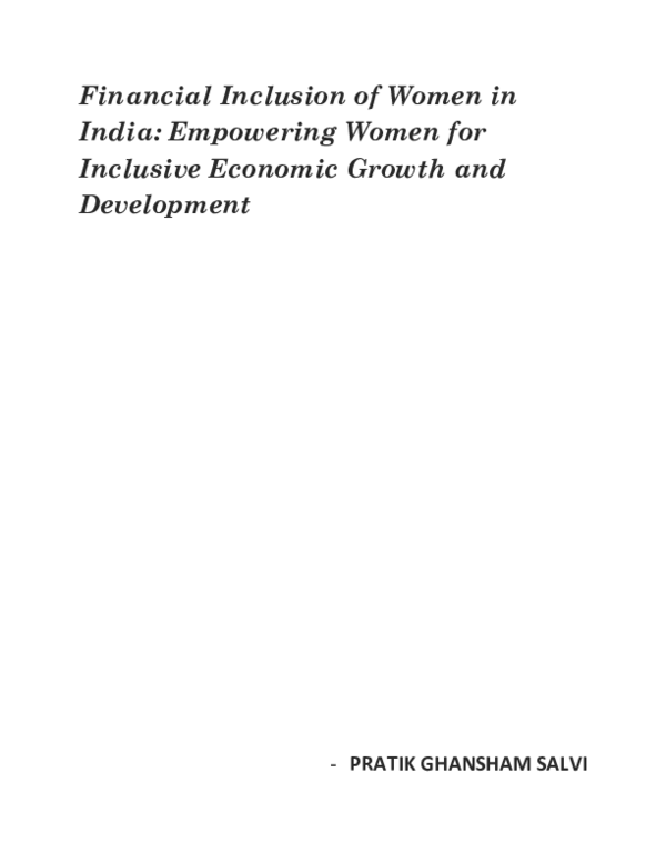 (PDF) Financial Inclusion of Women in India: Empowering Women for ...