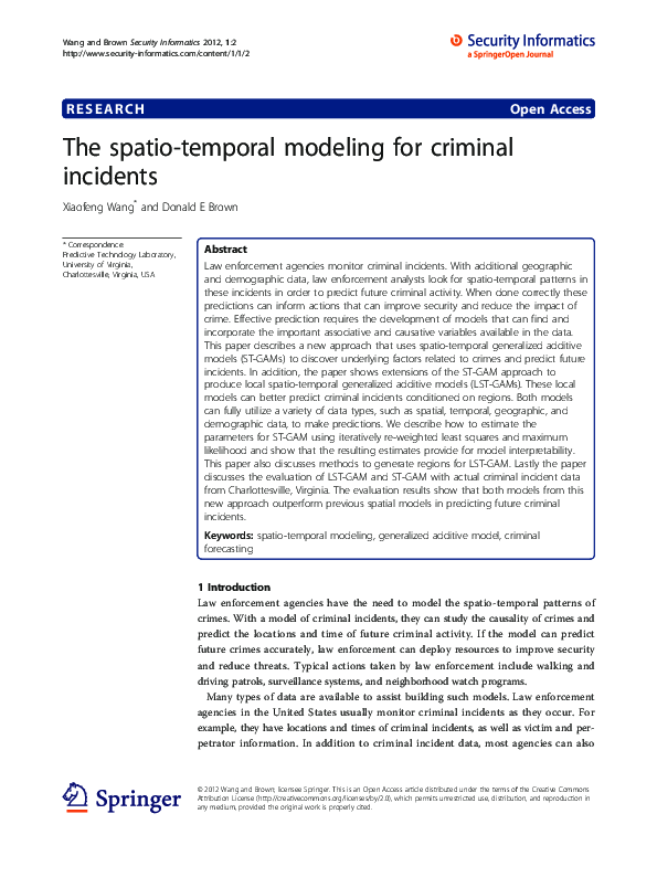 (PDF) The spatio-temporal modeling for criminal incidents