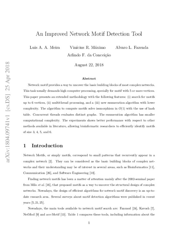 (PDF) An Faster Network Motif Detection Tool | Alvaro Fazenda ...
