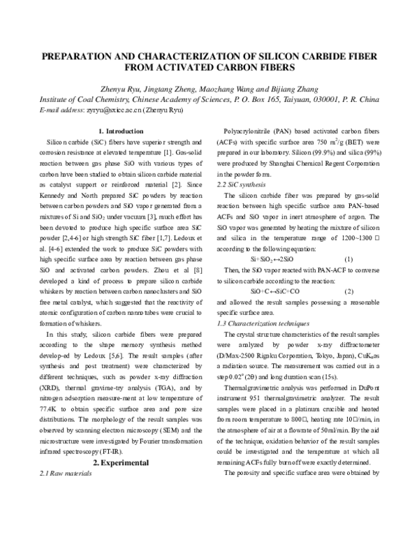 (PDF) Preparation and characterization of silicon carbide fibers from ...