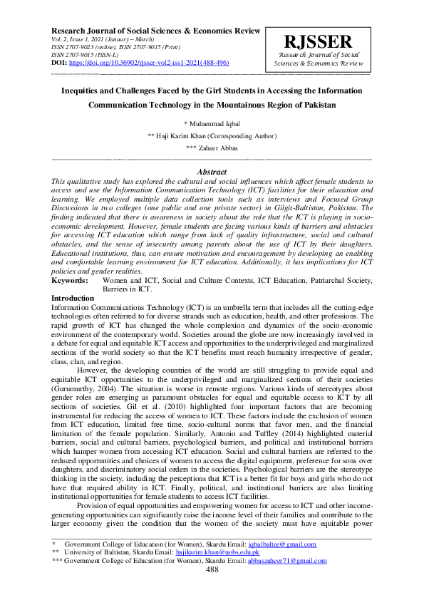 (PDF) Inequities and Challenges Faced by the Girl Students in Accessing ...