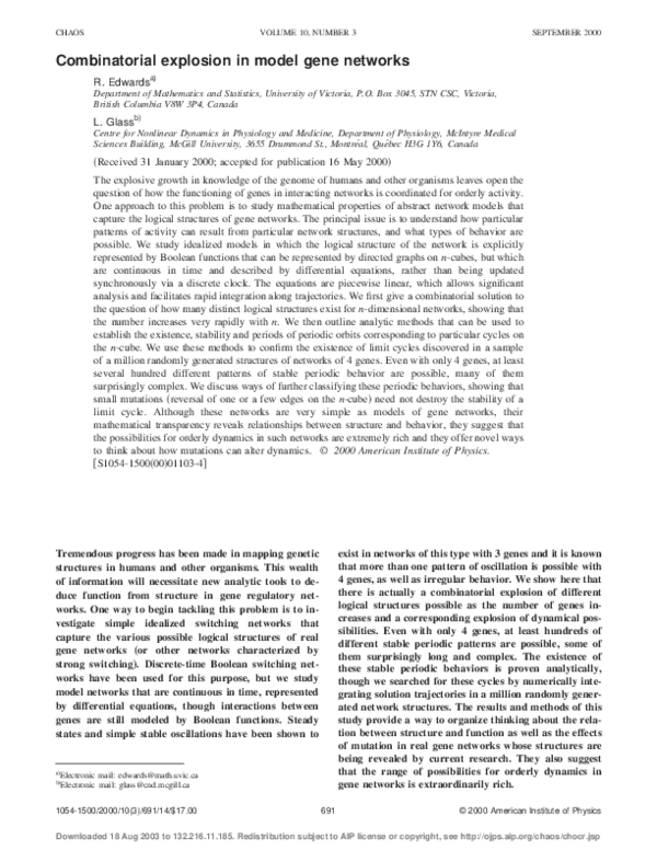 (PDF) Combinatorial explosion in model gene networks