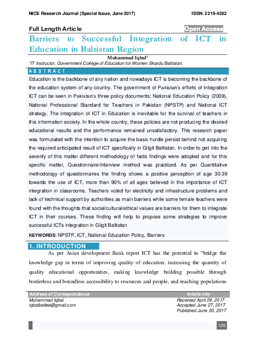 (PDF) Barriers to Successful Integration of ICT in Education in ...