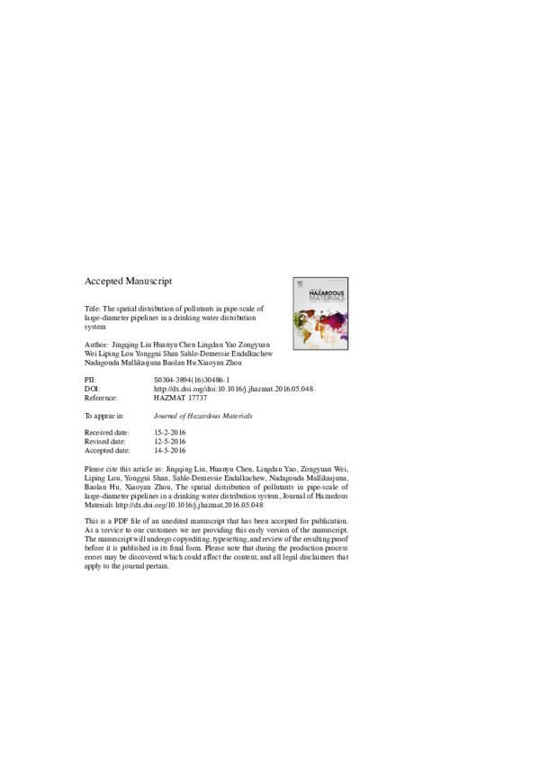 (PDF) The spatial distribution of pollutants in pipe-scale of large ...