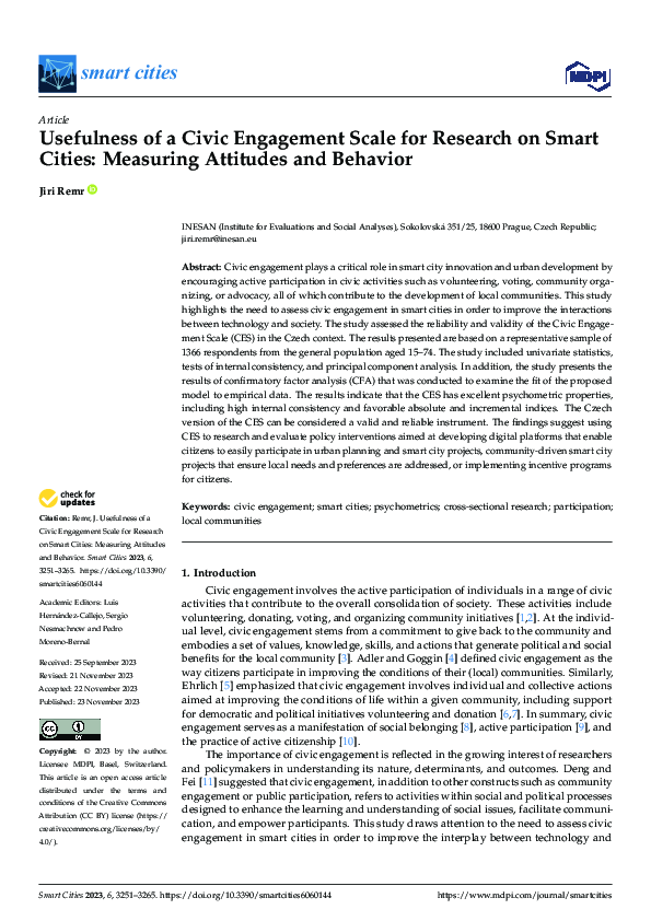 (PDF) Usefulness of a Civic Engagement Scale for Research on Smart ...