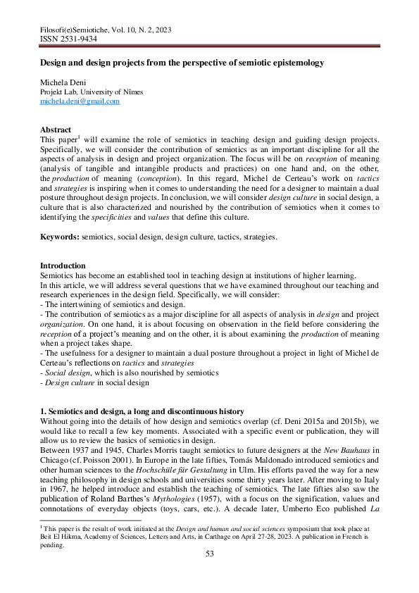 (PDF) Design and design projects from the perspective of semiotic ...