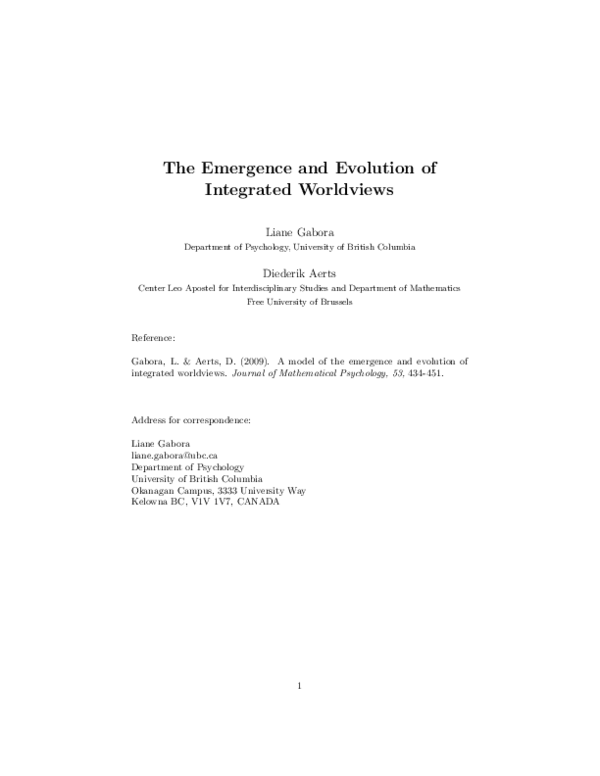 (PDF) A model of the emergence and evolution of integrated worldviews ...