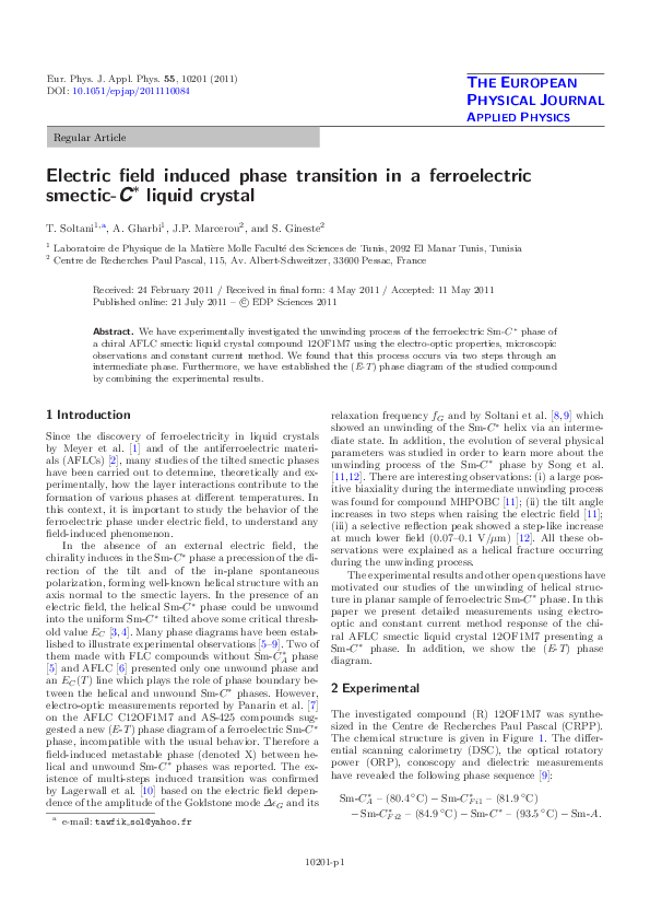 (PDF) Electric field induced phase transition in a ferroelectric ...