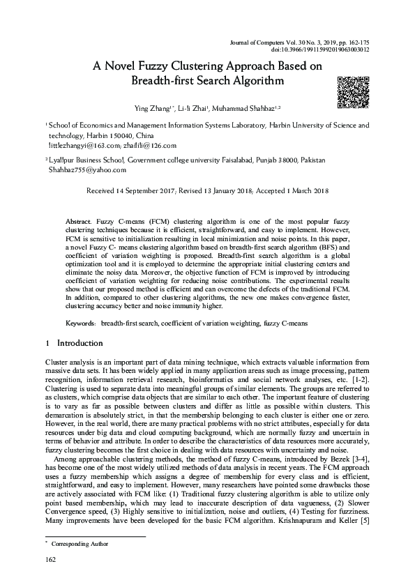 (PDF) A Novel Fuzzy Clustering Approach Based on Breadth-first Search ...
