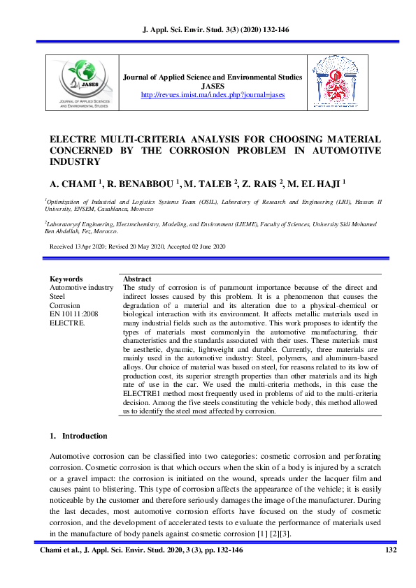 (PDF) Electre Multi-Criteria Analysis for Choosing Material Concerned ...