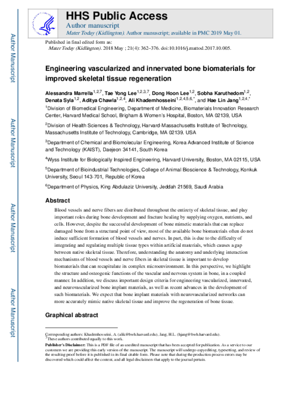 (PDF) Engineering vascularized and innervated bone biomaterials for ...