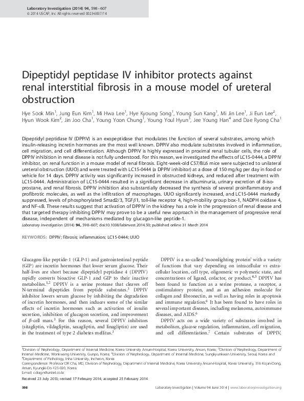 (PDF) Dipeptidyl peptidase IV inhibitor protects against renal ...